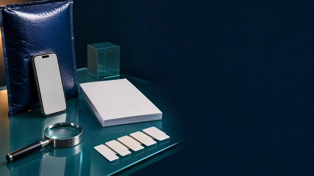 Editorial evidence desk for the OrderlyMeds review with a blank research dossier and comparison materials