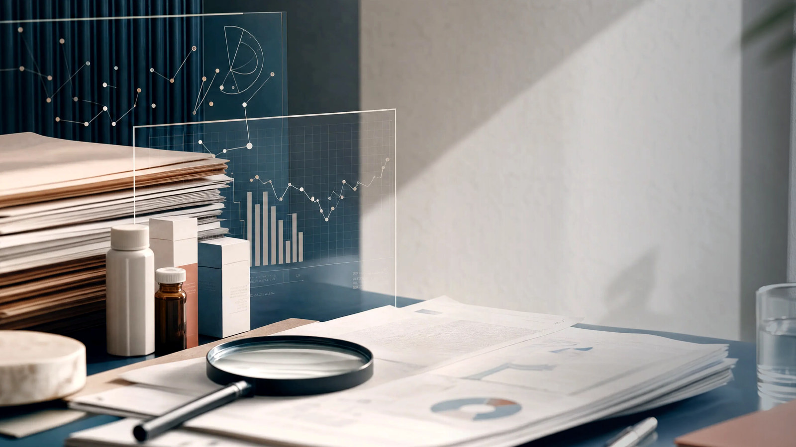 Generated editorial illustration of source notes, fact checking, and corrections